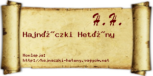 Hajnáczki Hetény névjegykártya